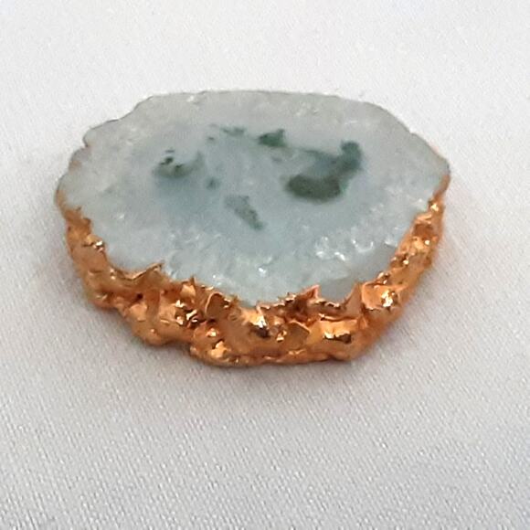 Electroplated Druzy Pendant White Green Crystalline Quartz - Picture 5 of 6